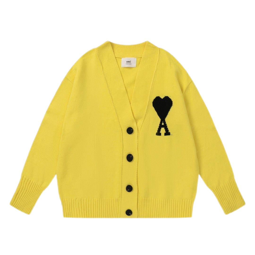 Ami Paris Heart Logo Red Cardigan - 8