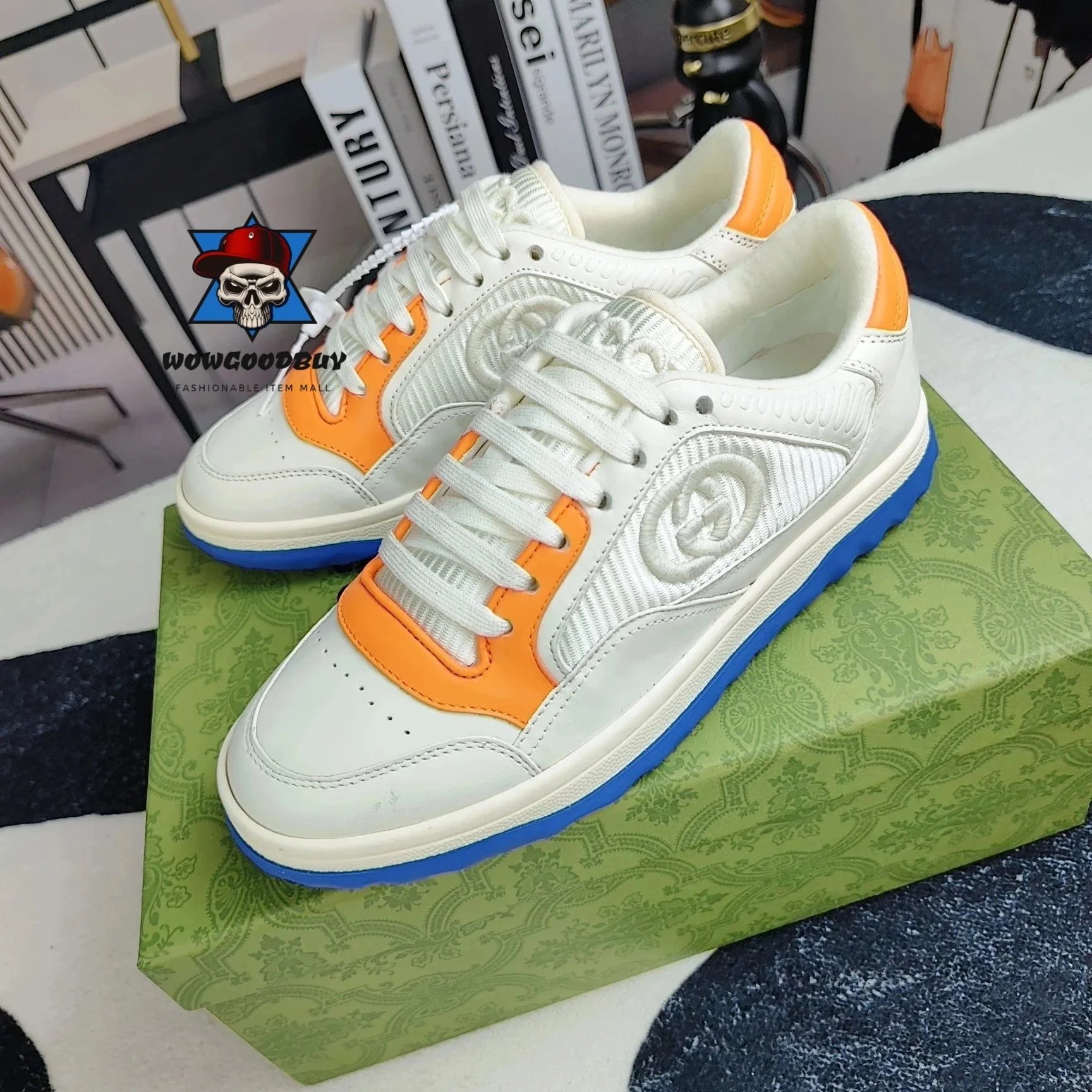 Gucci Rhyton Low-Top White and Sky Blue Sneakers - 5