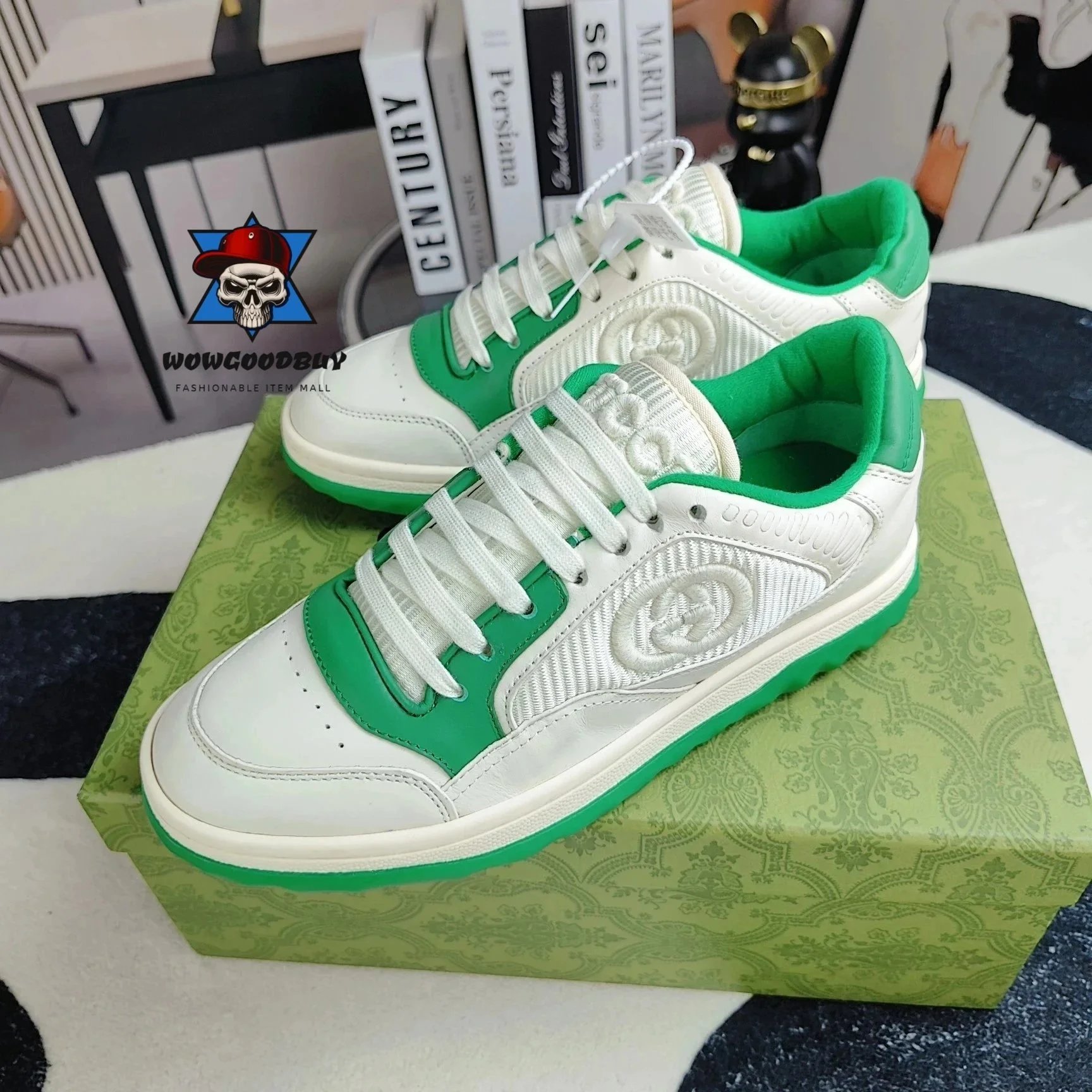 Gucci Rhyton Low-Top White and Sky Blue Sneakers - 7