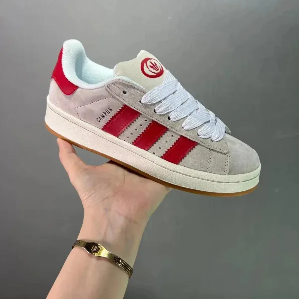 Adidas Originals Campus Red and Beige Suede Sneakers - 1