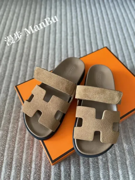 Hermès Oran Sandals Orange and Black Leather Slippers - 8