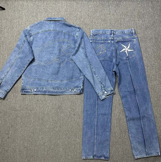 Corteiz C-Star Denim Jacket and Jeans Set Black - 3