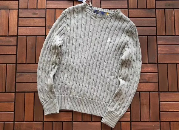 Polo Ralph Lauren Cable Knit Crewneck Sweater Gray - 1