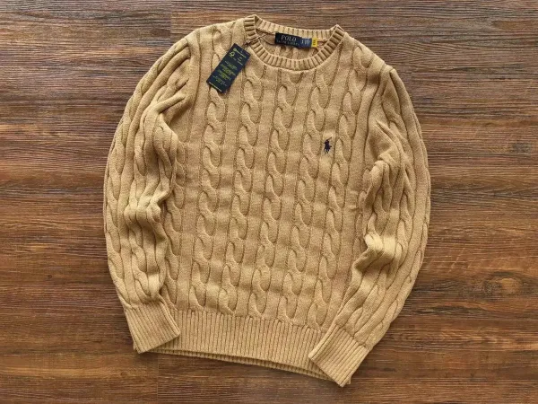 Polo Ralph Lauren Cable Knit Crewneck Sweater Beige - 1