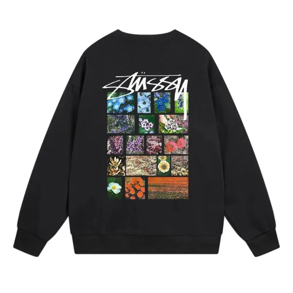 Stüssy Floral Grid Black Hoodie - 1