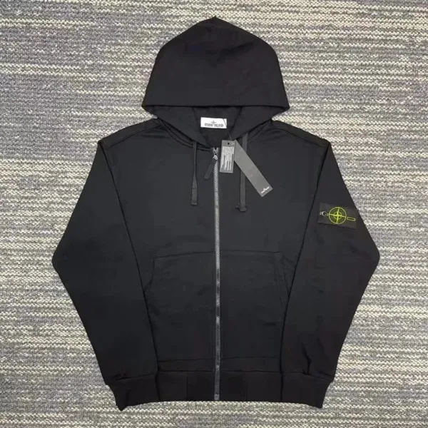 Stone Island Compass Patch Zip-Up Hoodie Navy - 3