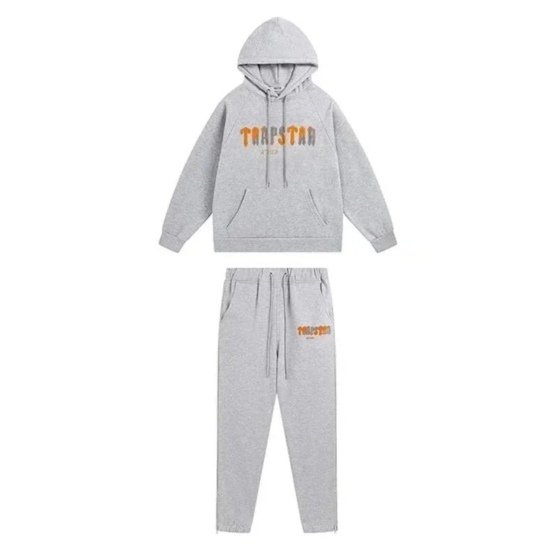 Travstar Logo Print Gray Hoodie and Sweatpants Set - 1