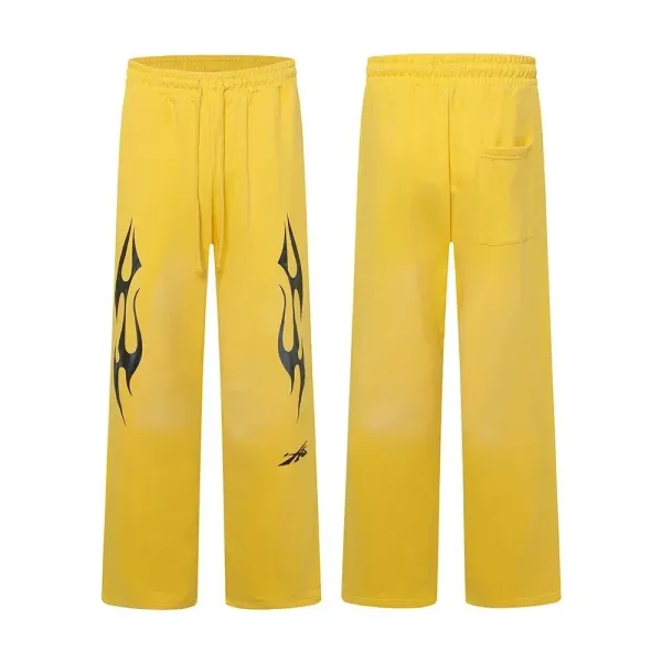Imposter London Flame Print Sweatpants Yellow - 1