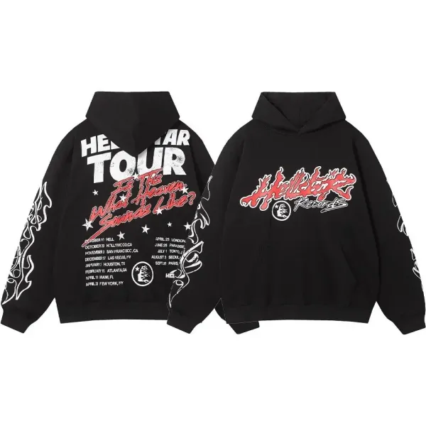 Hellstar Records x Tour Merch Black Graphic Hoodie - 1