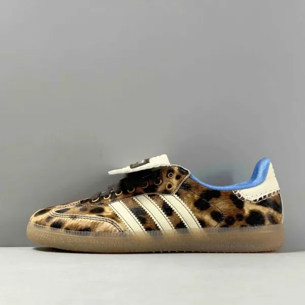 Adidas Originals Samba OG Leopard Print Cream Blue Sneakers - 1