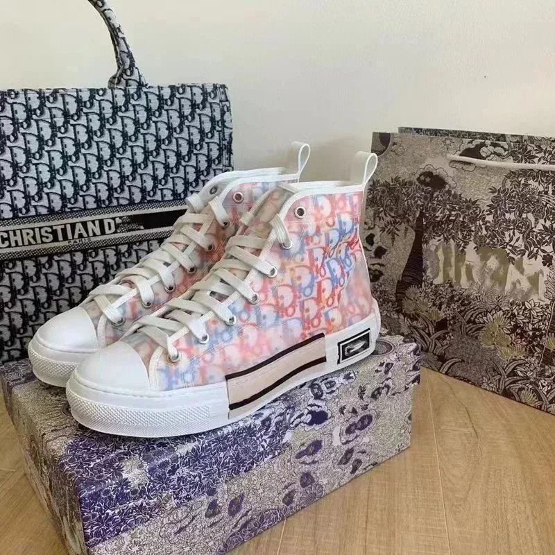Dior B23 High-Top Sneakers Multicolor Printed Canvas Sneakers