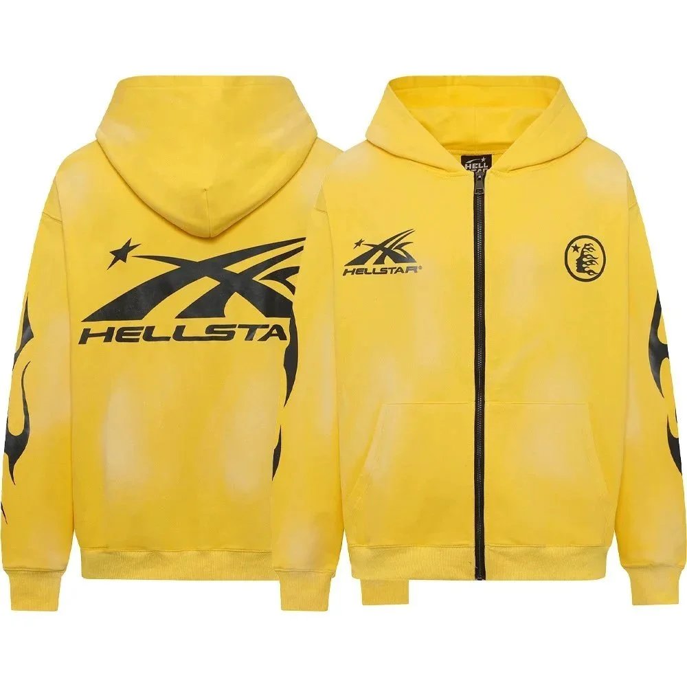 Hellstar X Logo Yellow Zip-Up Hoodie - 1