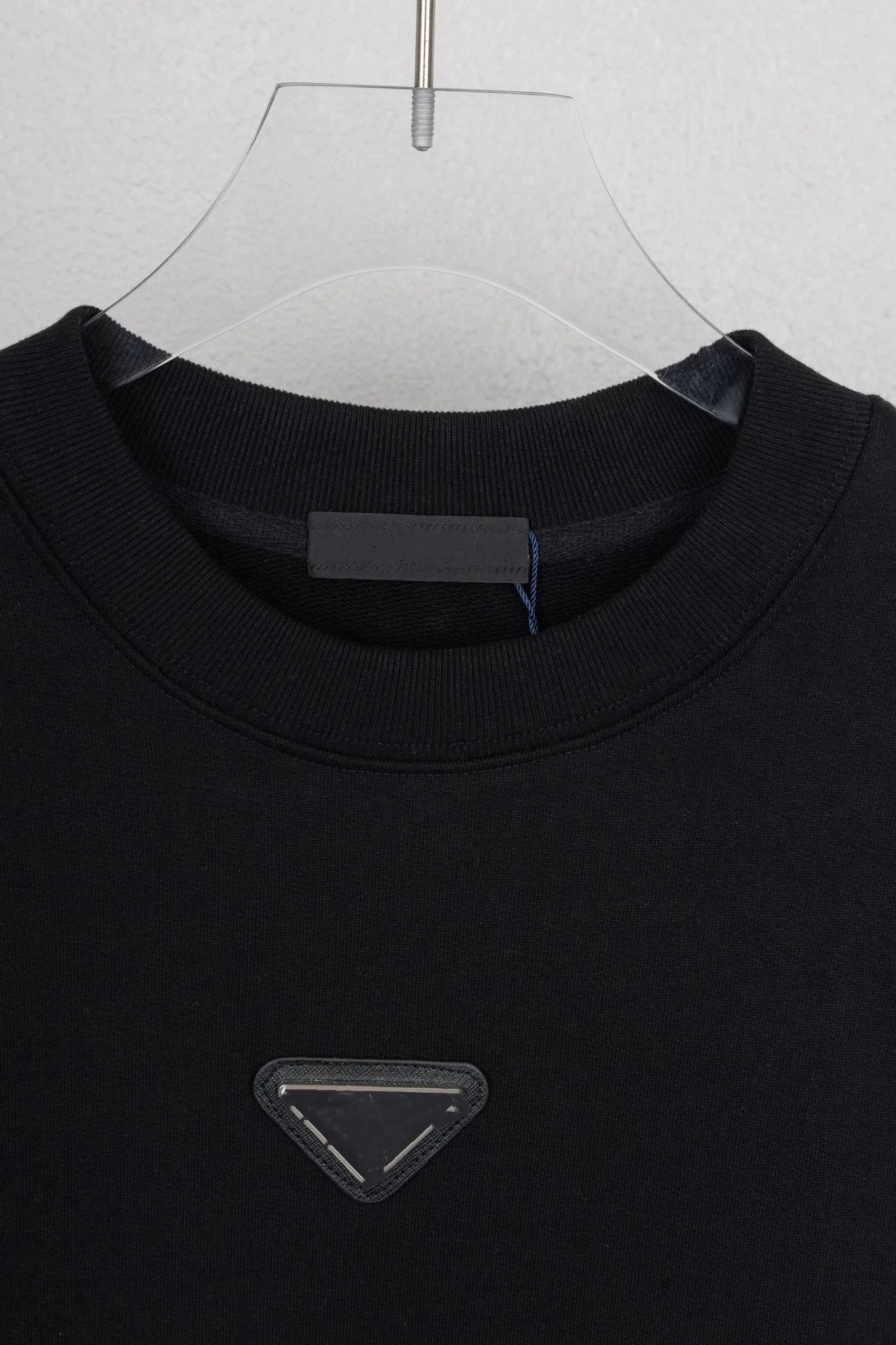 Prada Triangle Logo Ribbed Long-Sleeve Top Black - 9