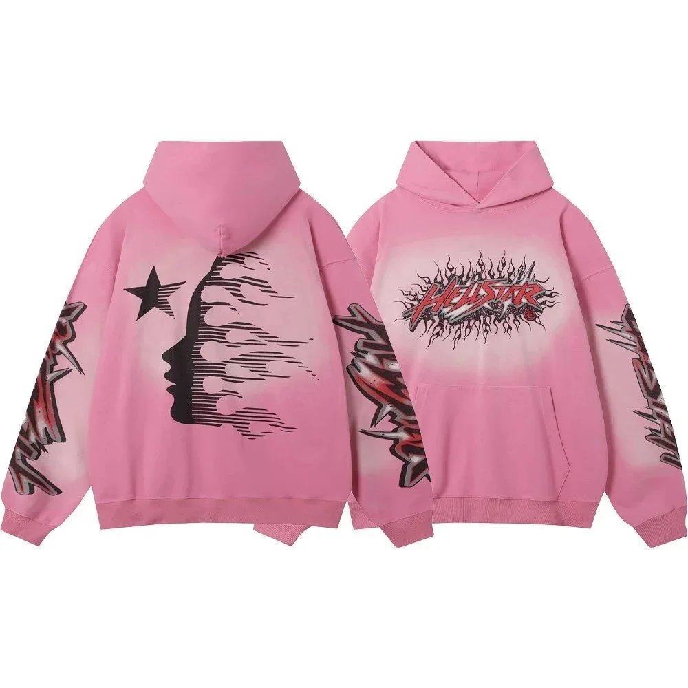 Hellstar Pink Distorted Face Graphic Hoodie - 1