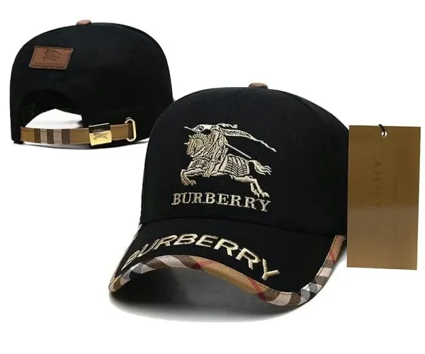 Burberry Equestrian Knight Embroidered Baseball Cap Black - 1
