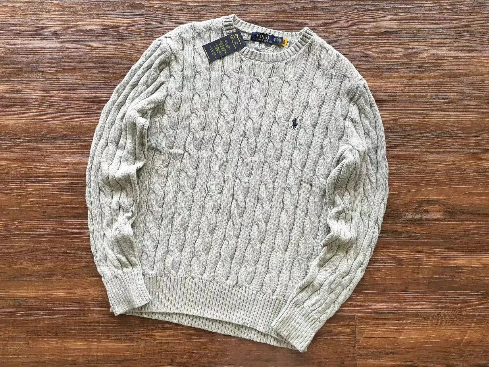 Polo Ralph Lauren Cable Knit Crewneck Sweater Beige - 1