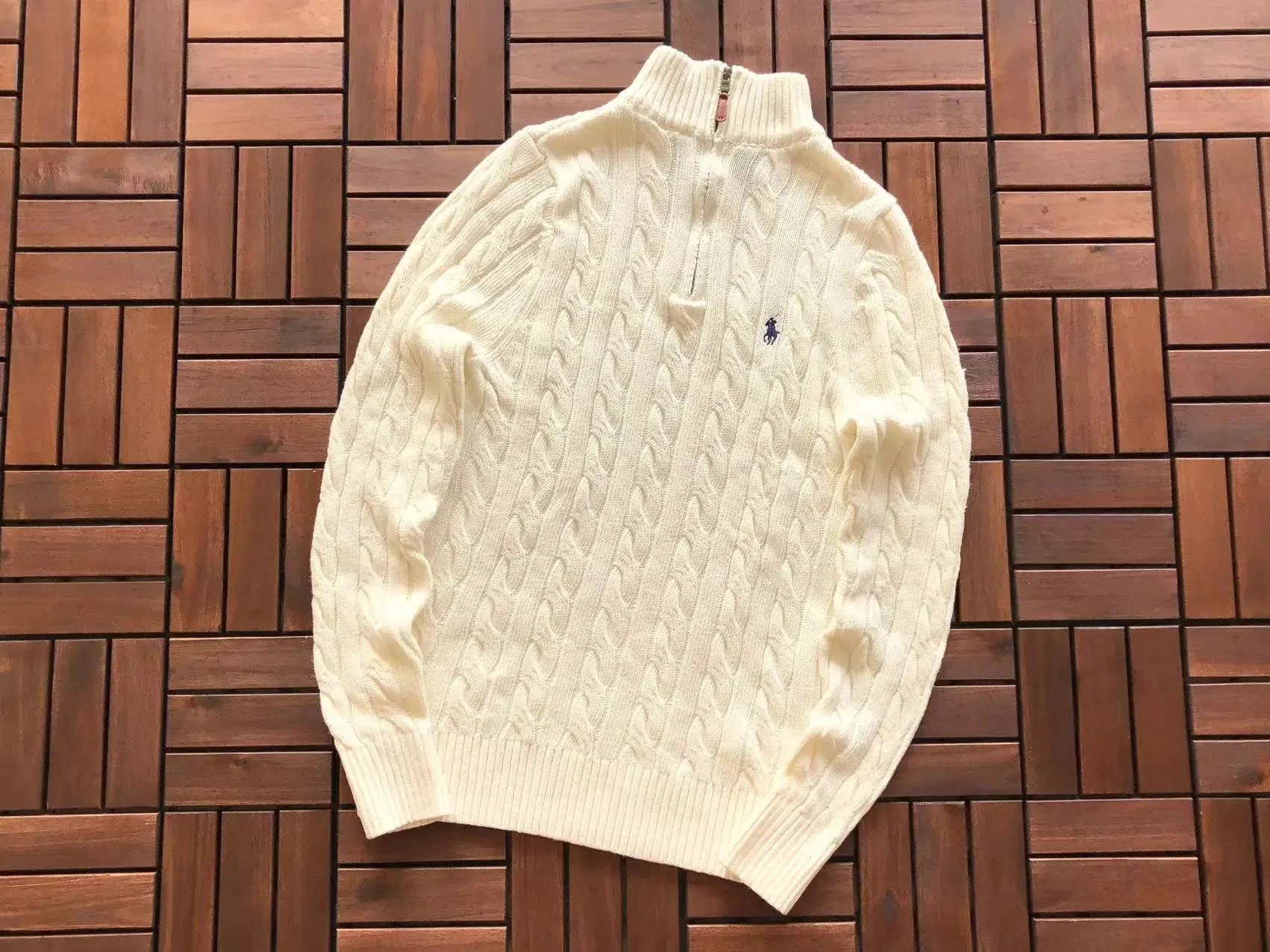 Ralph Lauren Cable Knit Half-Zip Sweater Cream - 1