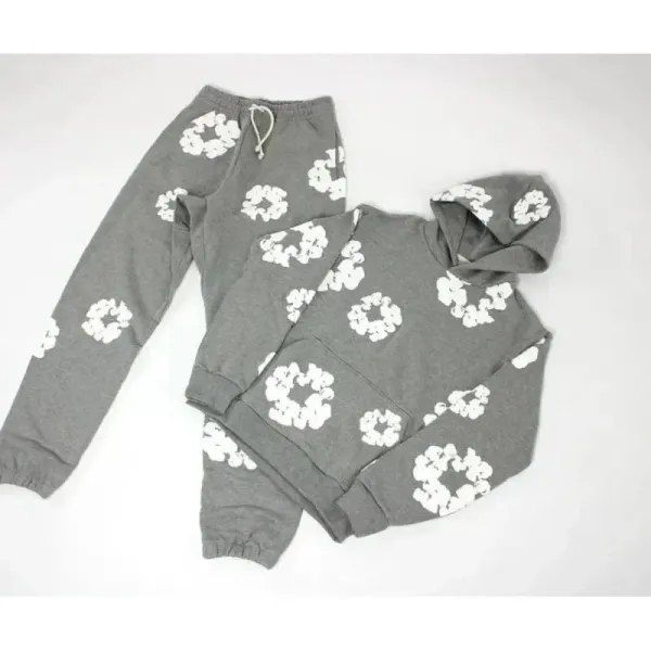 Gallery Dept. Floral Print Hoodie and Sweatpants Set Gray - 1