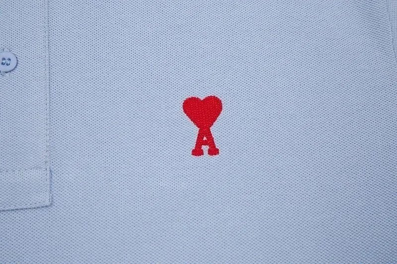 Ami Paris Classic Polo Black with Red Heart Logo Polo - 6