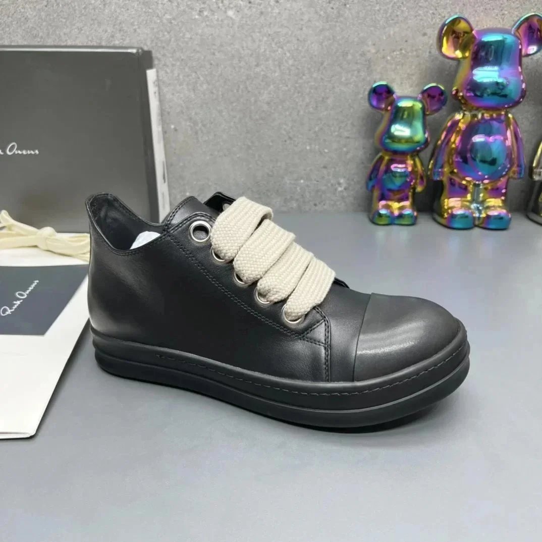 Rick Owens Drkshdw Low-Top Sneaker Black with Cream Strap