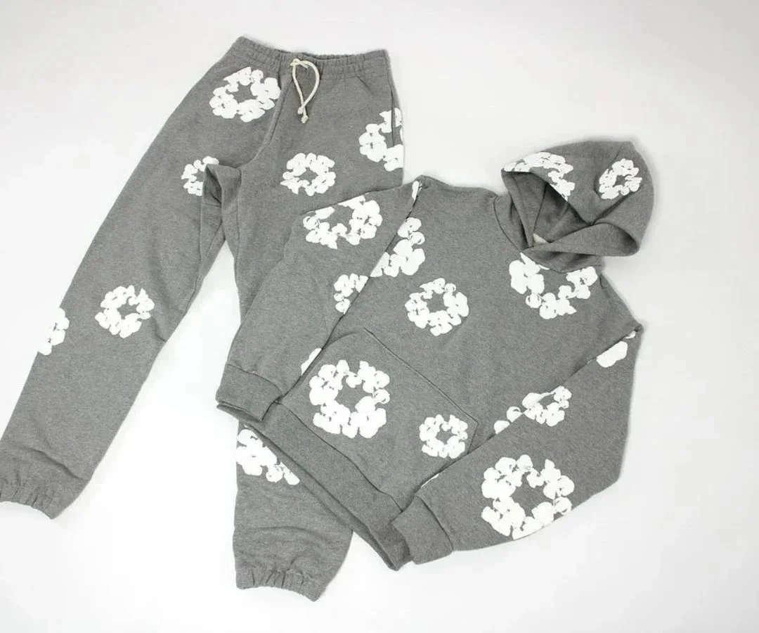 Gallery Dept Floral Print Hoodie and Sweatpants Set Gray - 1