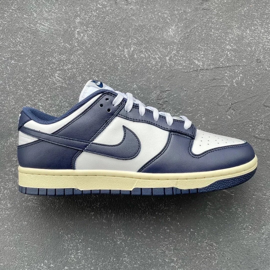 Nike Dunk Low Navy and White Sneakers - 1