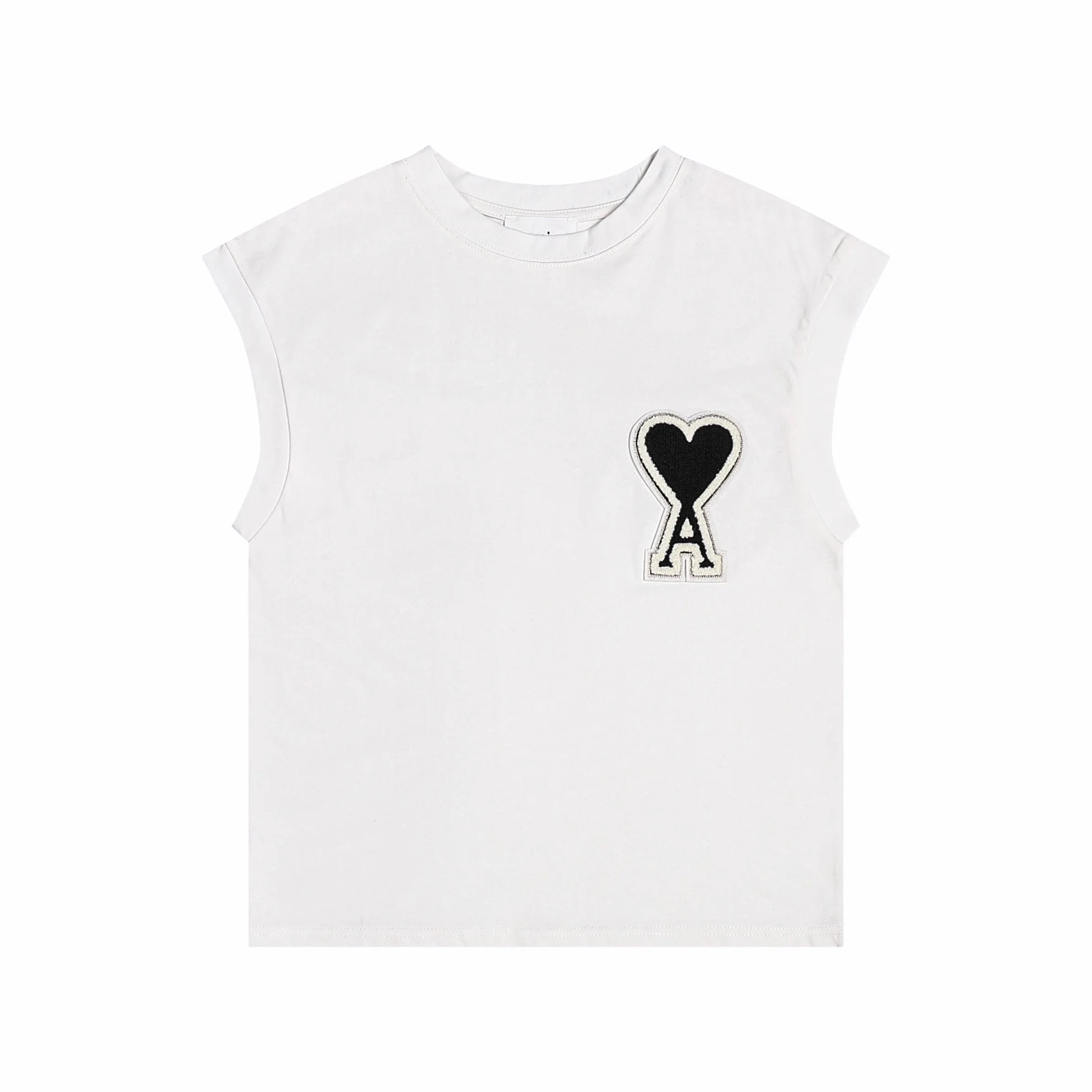 Ami Paris Heart Logo Sleeveless T-Shirt White - 9