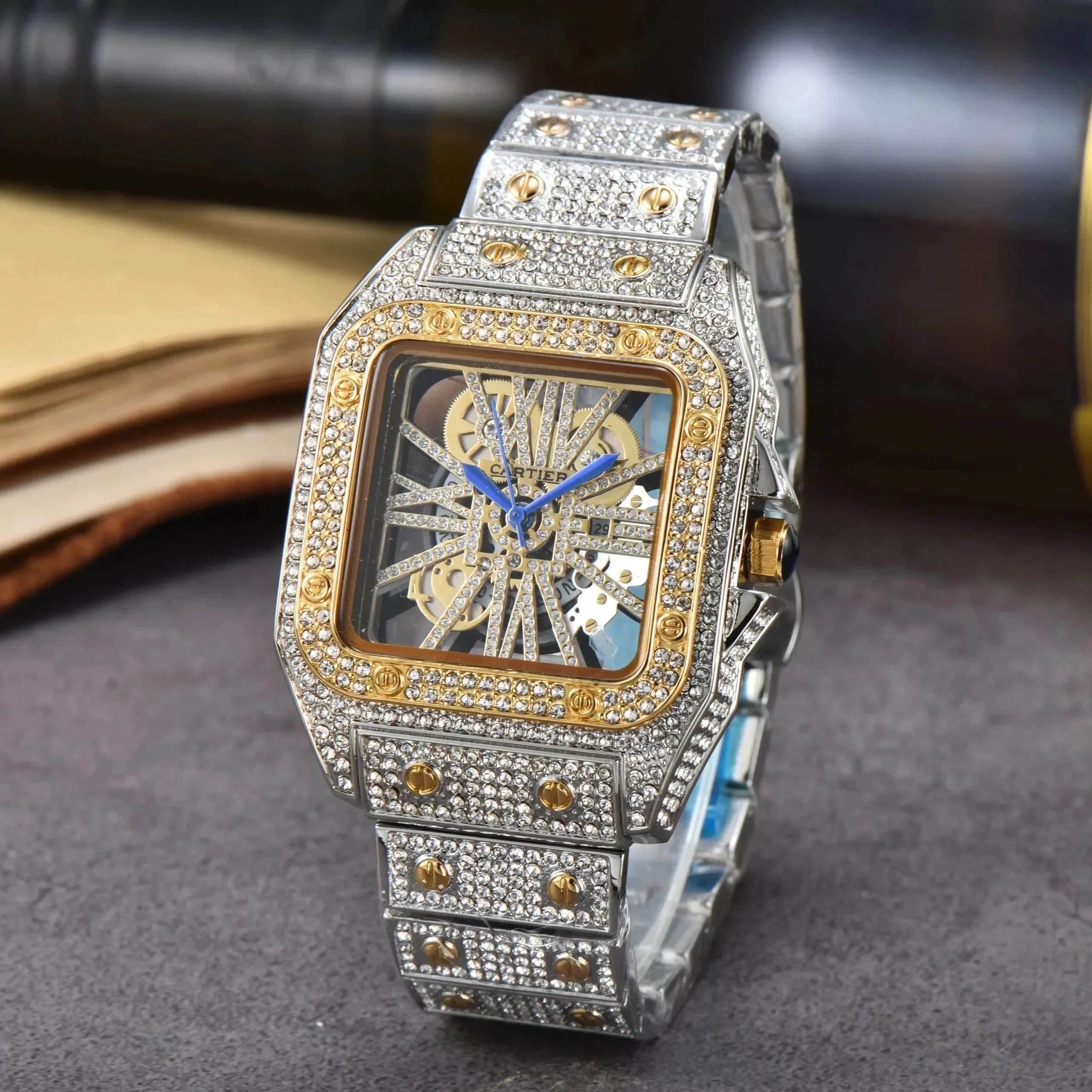 Cartier Santos de Cartier Blue Dial Steel Mechanical Watch - 2
