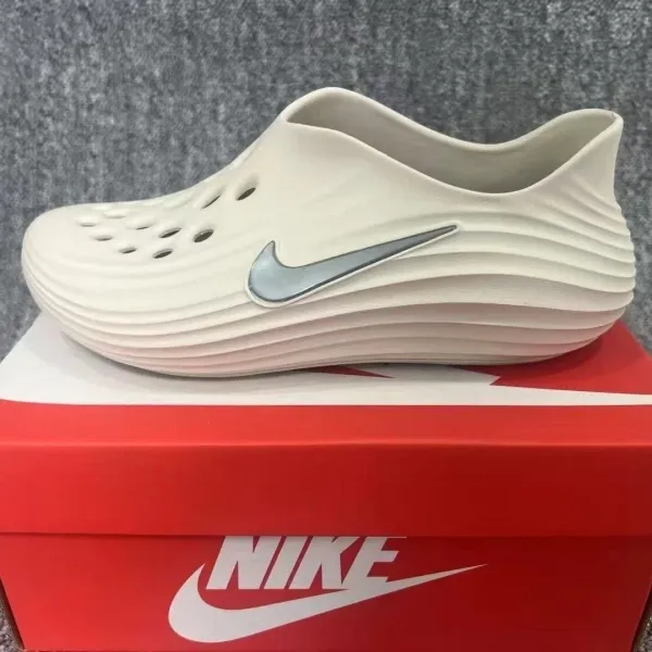 Nike Zenvy White with Metallic Silver Swoosh Clog - 1