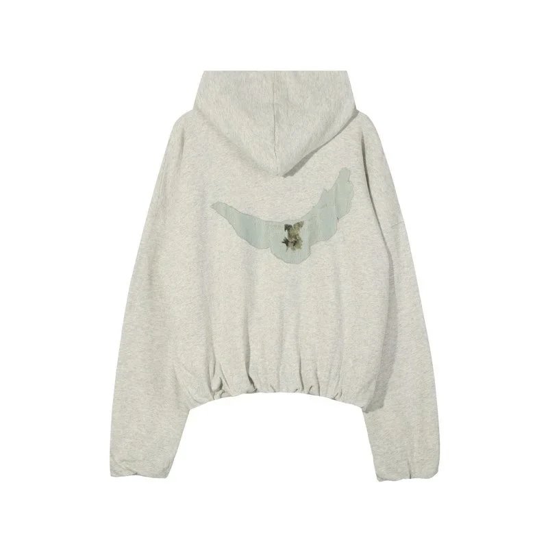 Saint Tears Dove Embroidered Cropped Hoodie Black - 9