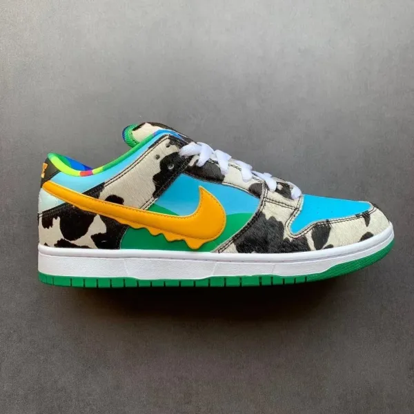 Nike SB Dunk Low Cow Print x Parra Yellow Green Blue Sneakers - 1