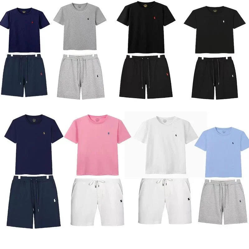 Polo Ralph Lauren Classic Fit Cotton T-Shirt and Shorts Set Pink and White - 2