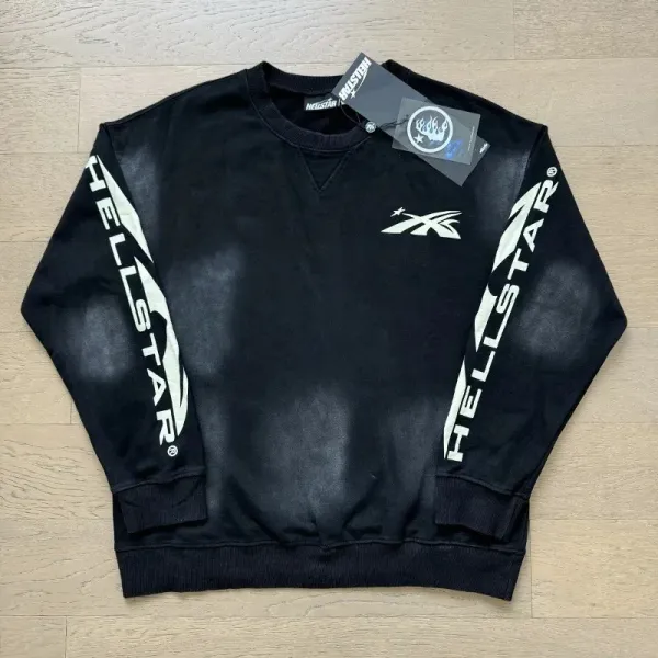 Hellstar Acid Wash Black Crewneck Sweatshirt - 1