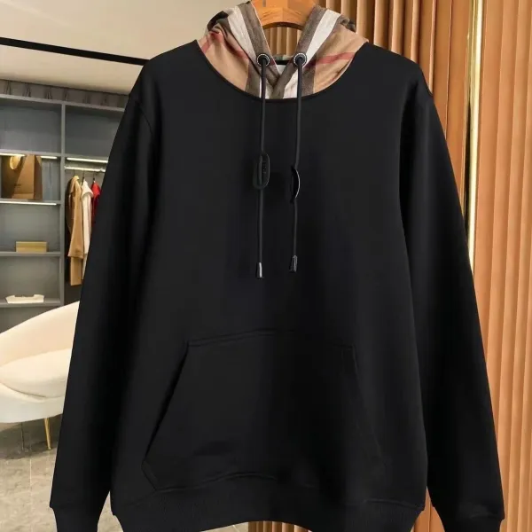 Burberry Check-Trim Hoodie Black - 1