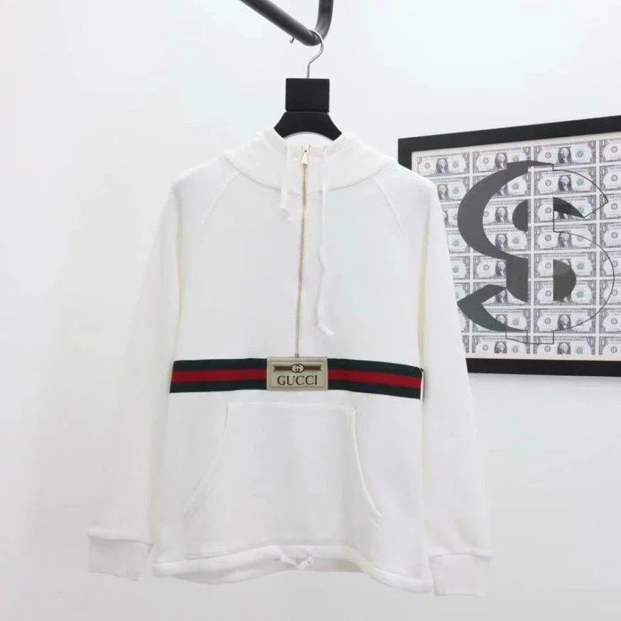 Gucci Web Belt Hoodie White - 1