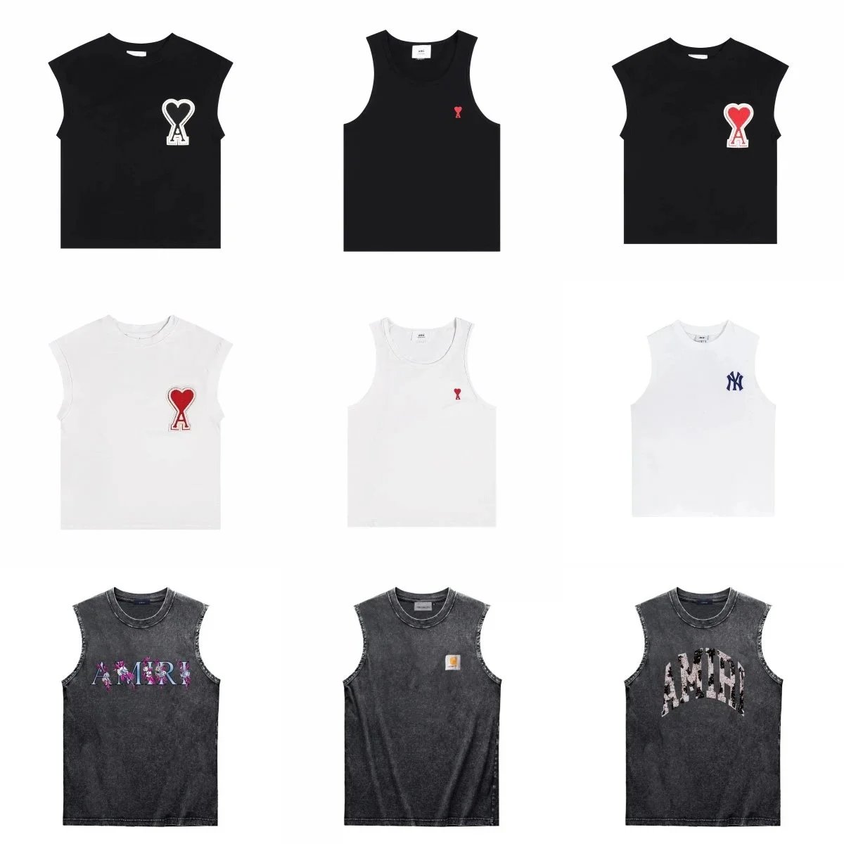 Ami Paris Heart Logo Sleeveless T-Shirt White - 2