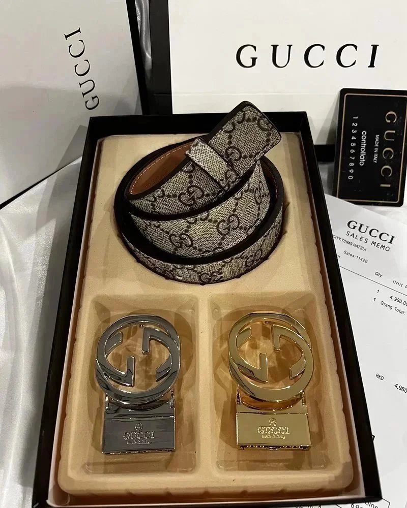 Gucci GG Marmont Interchangeable Belt with Gold and Silver Buckles - 3