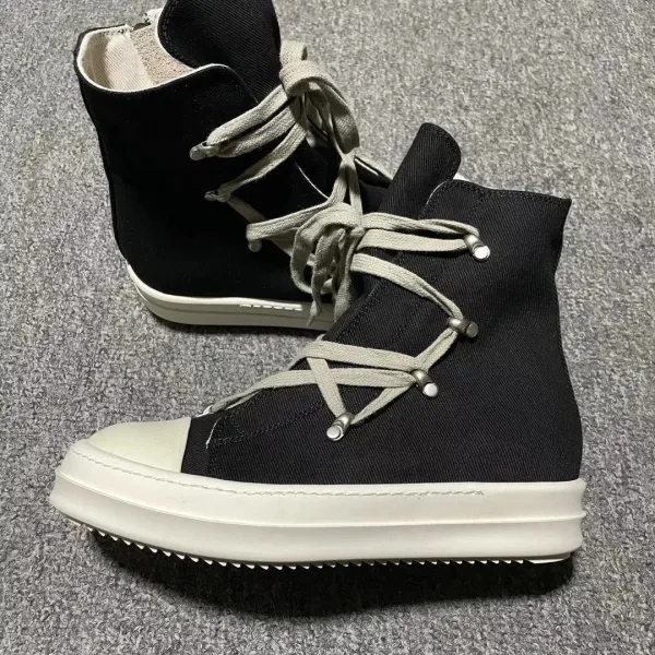 Rick Owens DRKSHDW Ramones High-Top Black Canvas Sneakers - 1