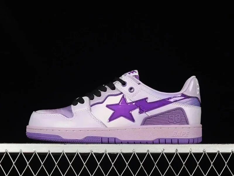 A Bathing Ape Bape Sta Low White Gray Sneakers - 3