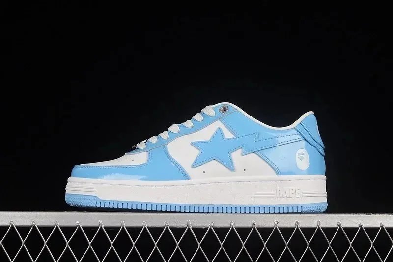 A Bathing Ape Bape Sta Low White Gray Sneakers - 11