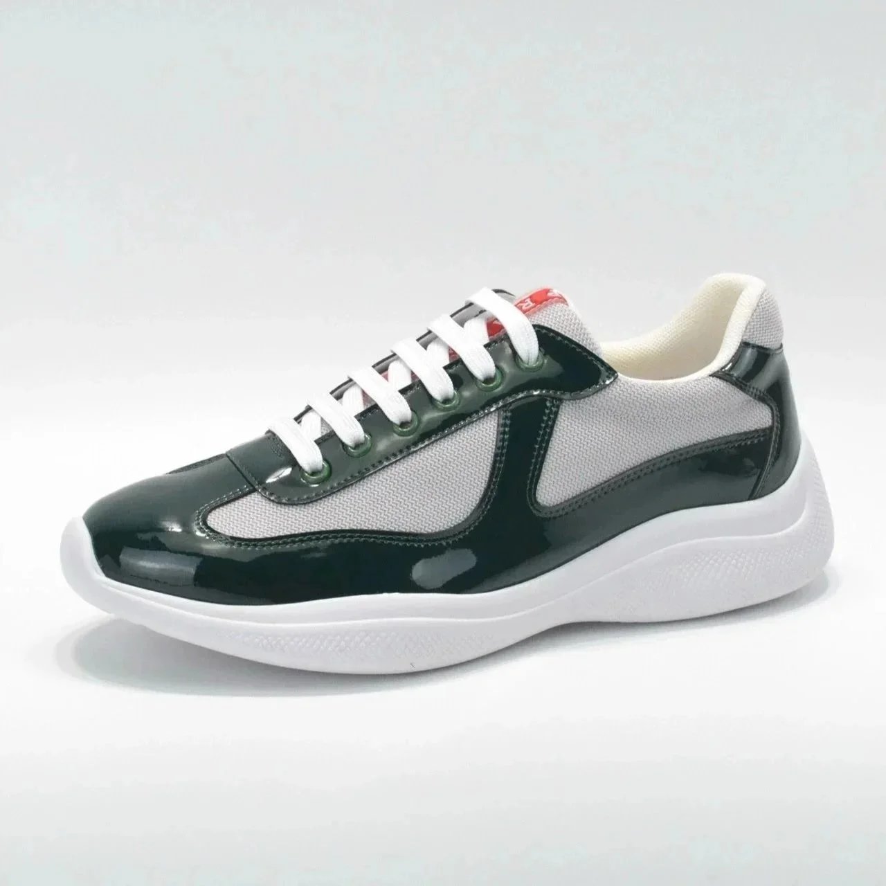 Prada Re-Nylon Low Top Burgundy and White Sneakers - 6