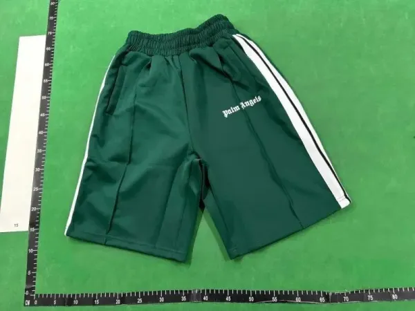 Palm Angels Track Shorts Green with White Stripes - 1