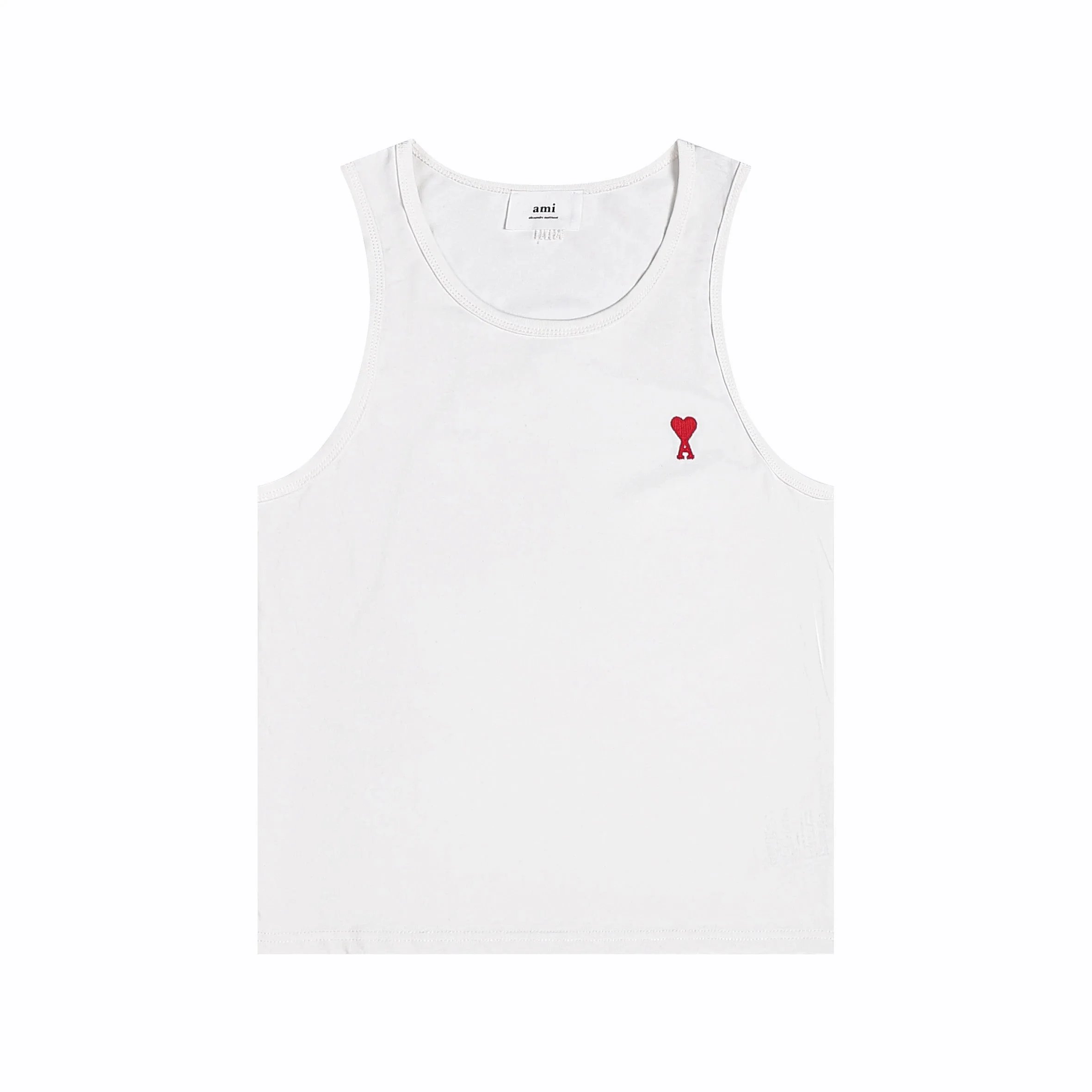 Ami Paris Heart Logo Sleeveless T-Shirt White - 4