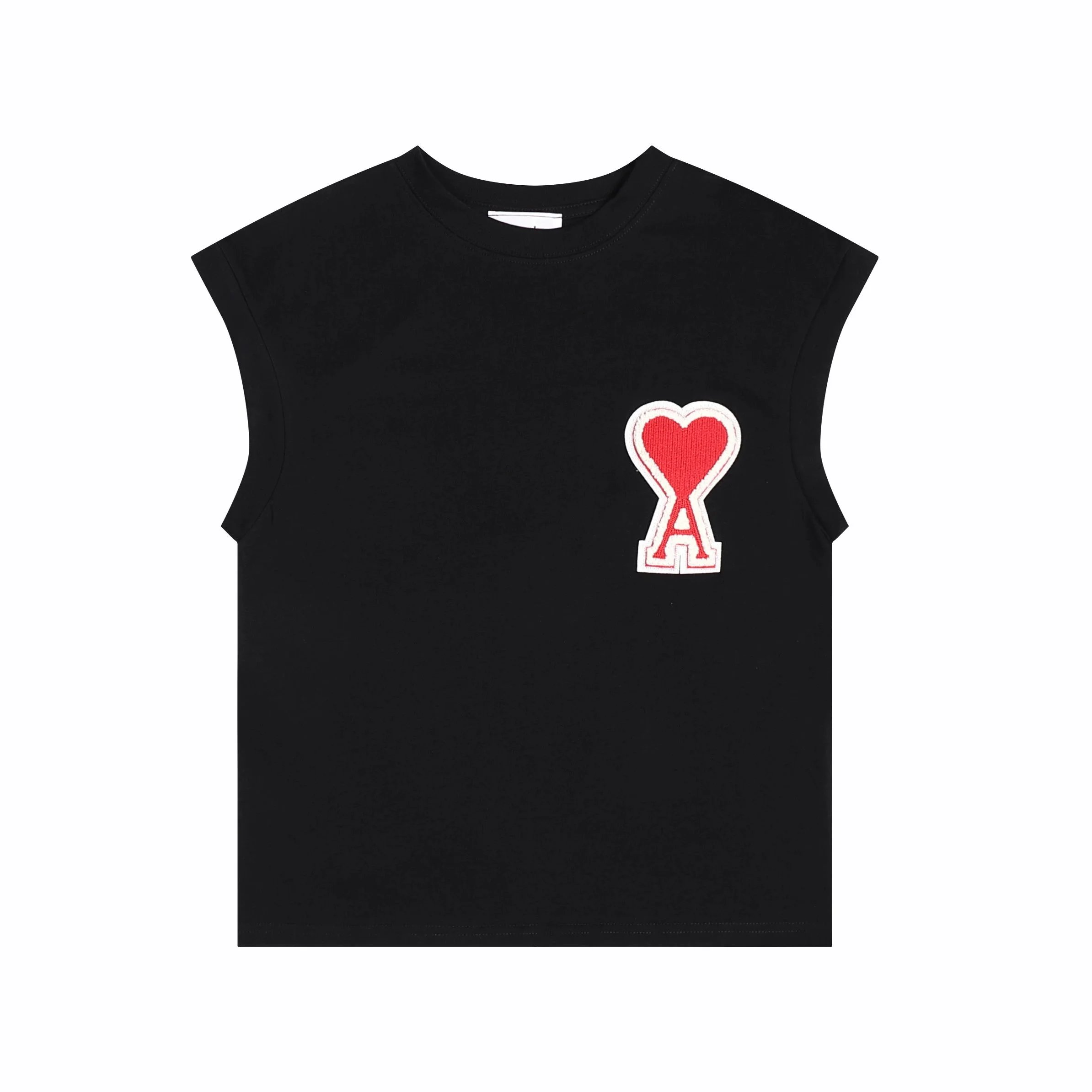 Ami Paris Heart Logo Sleeveless T-Shirt White - 5