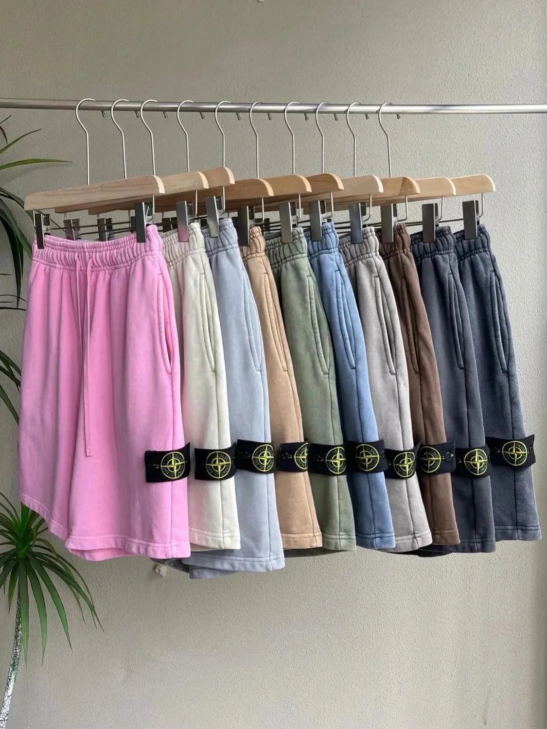 Stone Island Patchwork Velour Shorts Beige - 2