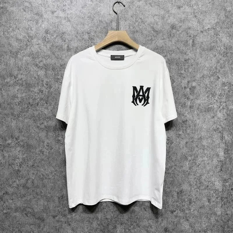 Amiri Logo Embroidered Gray T-Shirt - 4