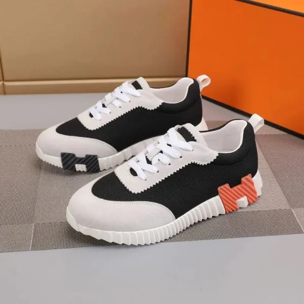 Hermès H-Boot Sneakers Black and White with Orange Accent Sneakers - 1