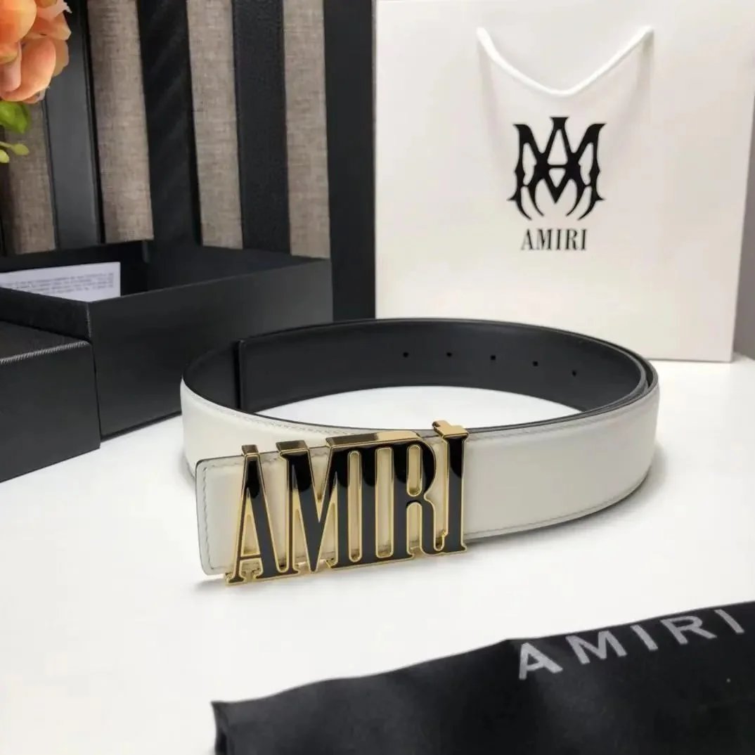 Amiri Logo Buckle Leather Belt Black - 7