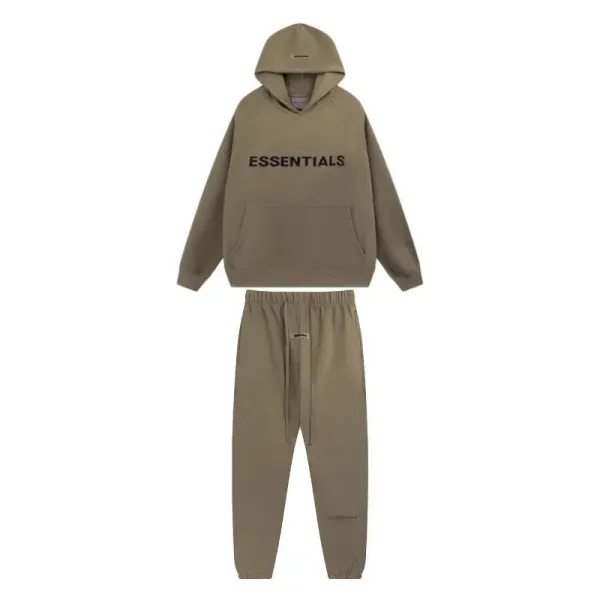 Fear of God Essentials Hoodie and Sweatpants Set Olive Green Tracksuit - 1