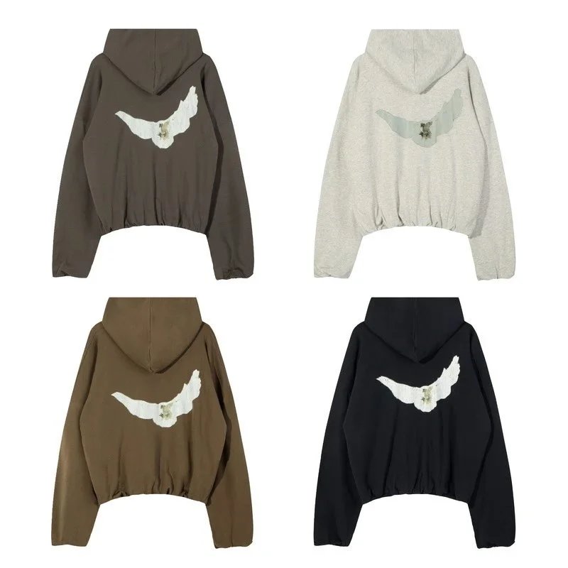 Saint Tears Dove Embroidered Cropped Hoodie Black - 4